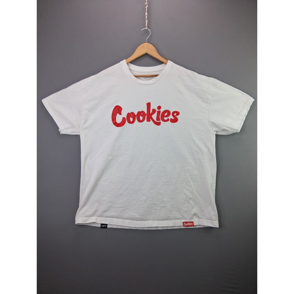 Cookies T-Shirt SF Graphic Logo Tee 2X White Red Script Short Sleeve 100% Cotton